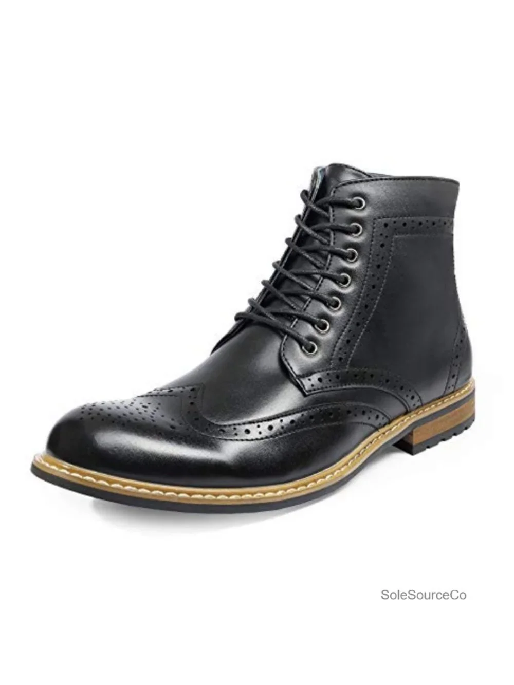 Men's Wingtip Derby Dress Boots Leather Lined Side Zip Ankle